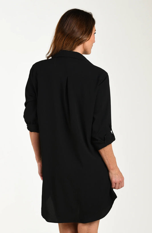 Woven Covers Button Down Tunic - Black XS-XL