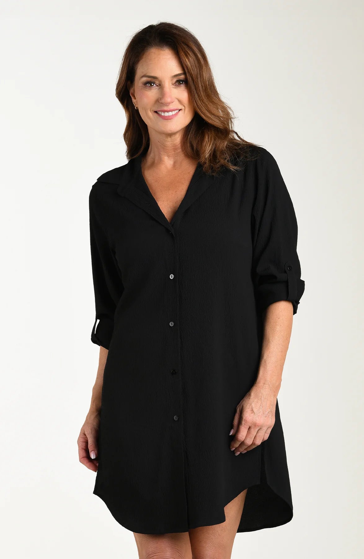 Woven Covers Button Down Tunic - Black XS-XL