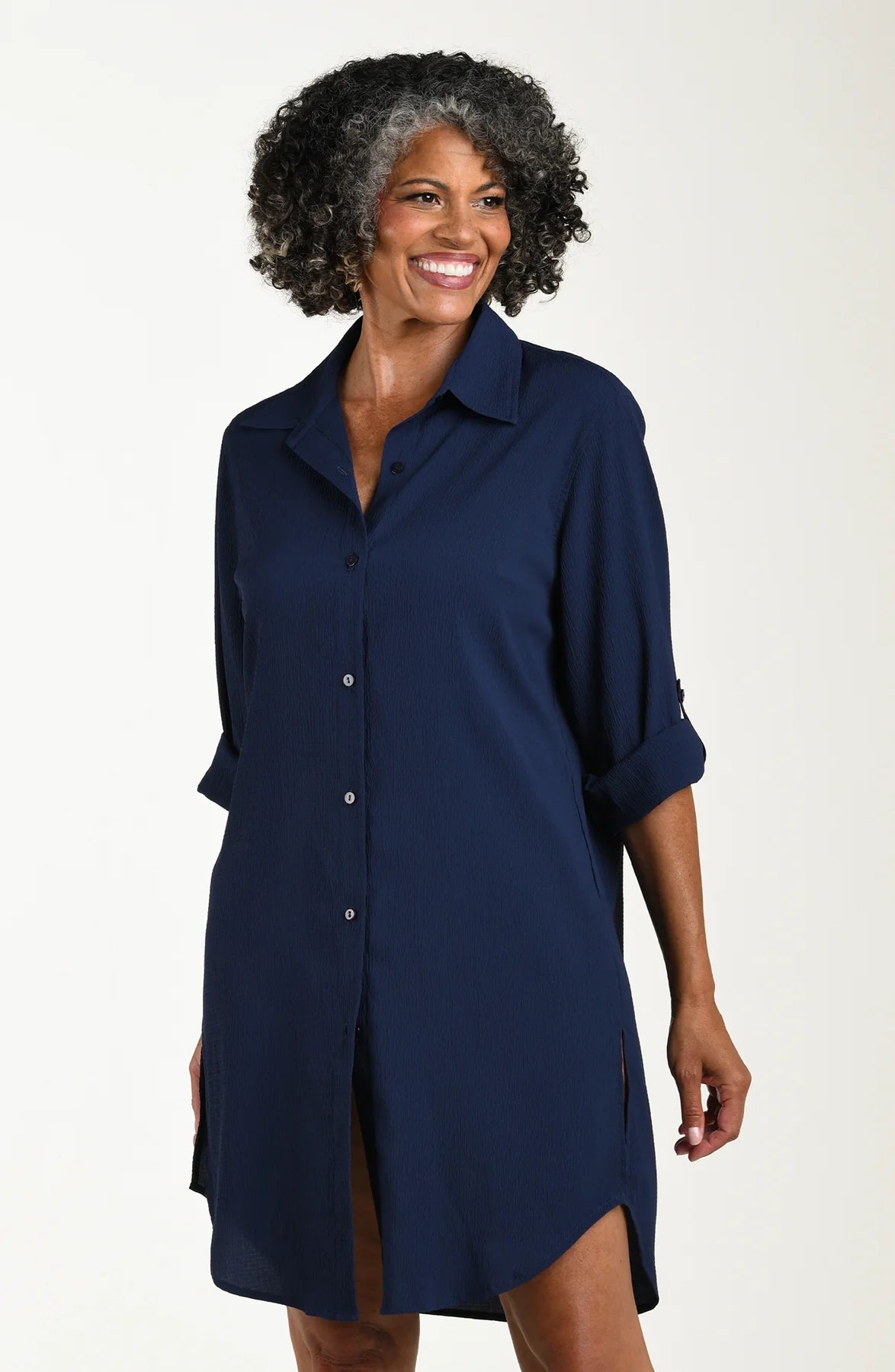 Woven Covers Button Down Tunic - Indigo XS-XL