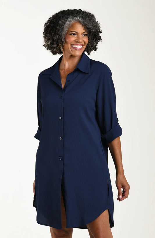 Woven Covers Button Down Tunic - Indigo XS-XL