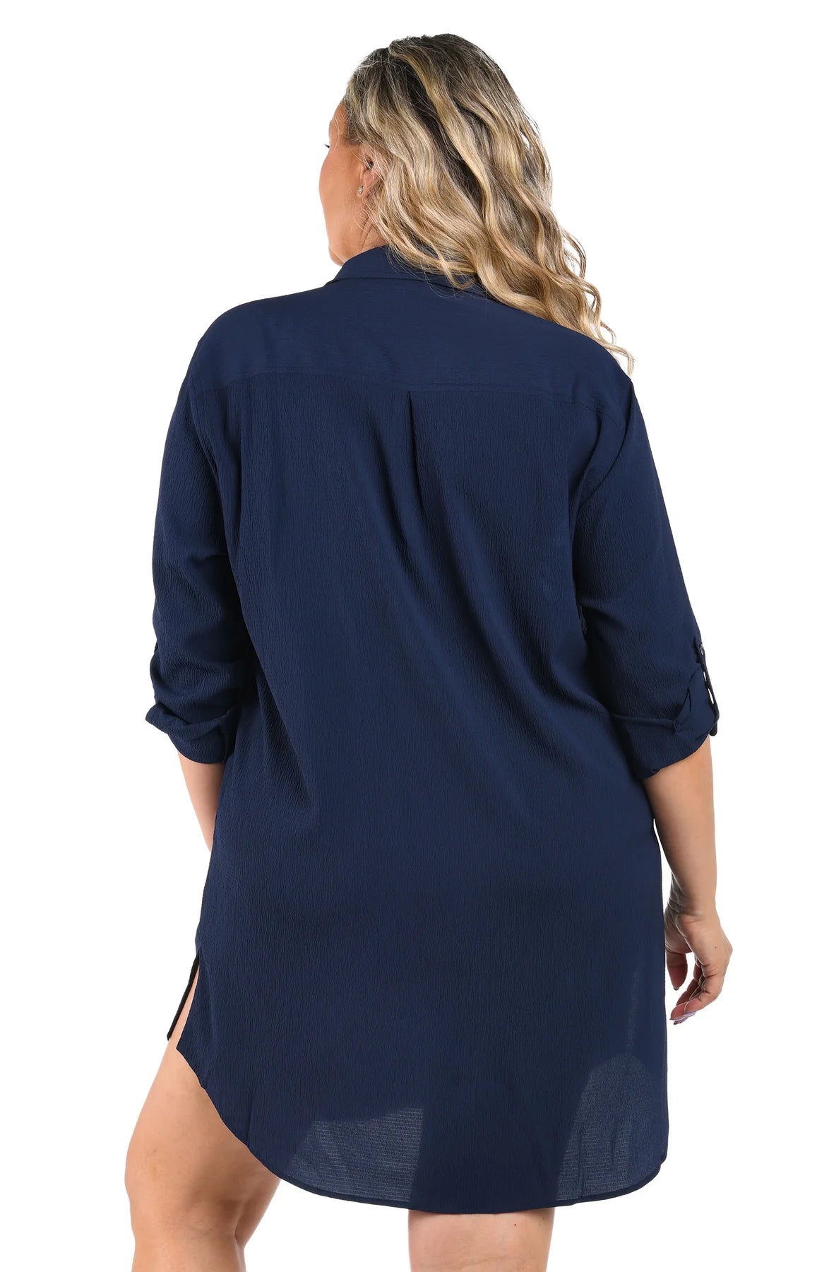 Woven Covers Button Down Tunic- Indigo 1X-3X