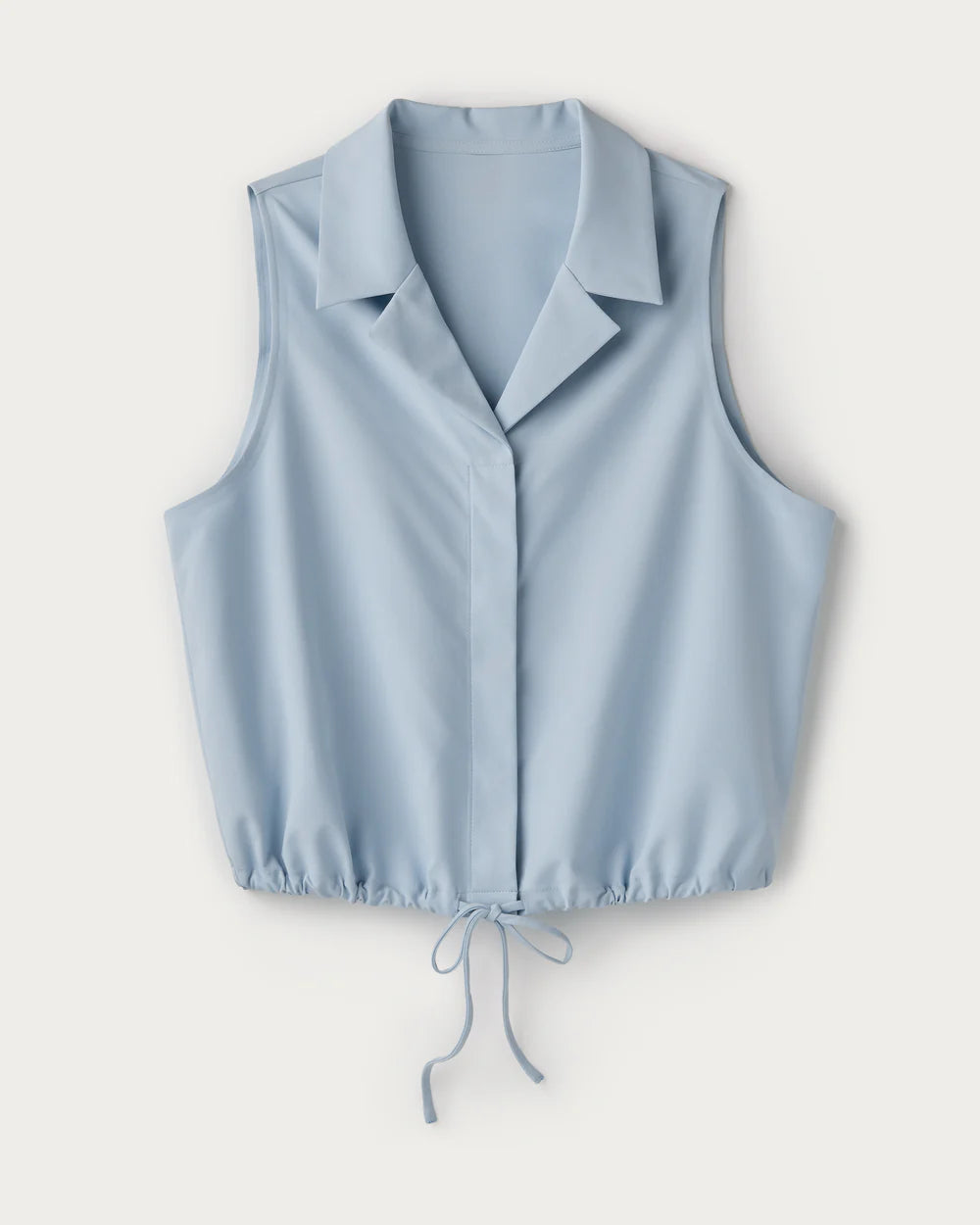 Mirage Sleeveless Notch Collar Blouse - Blue Dawn