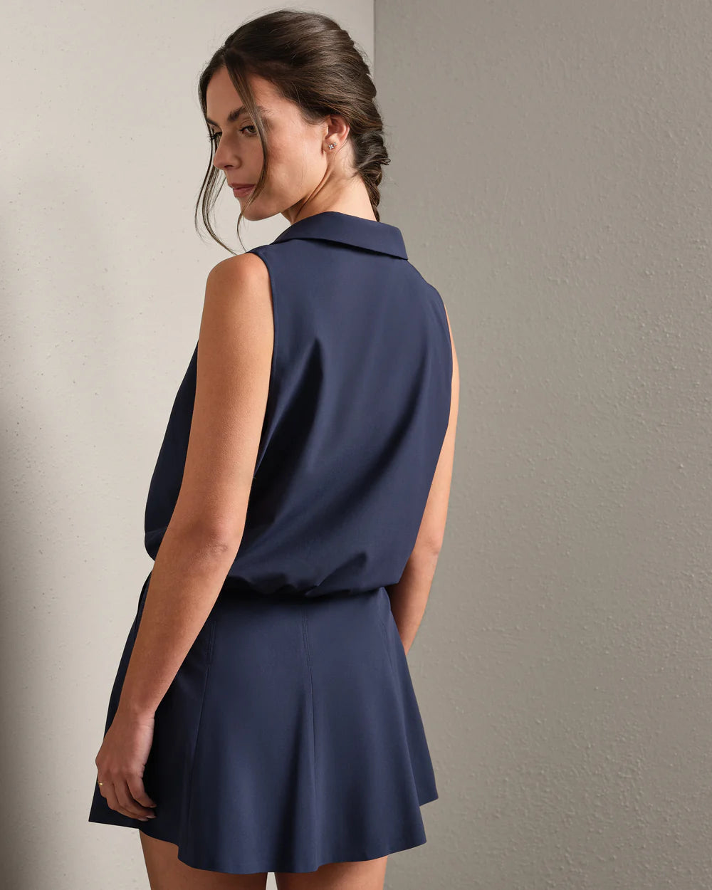 Mirage Sleeveless Notch Collar Blouse - Navy