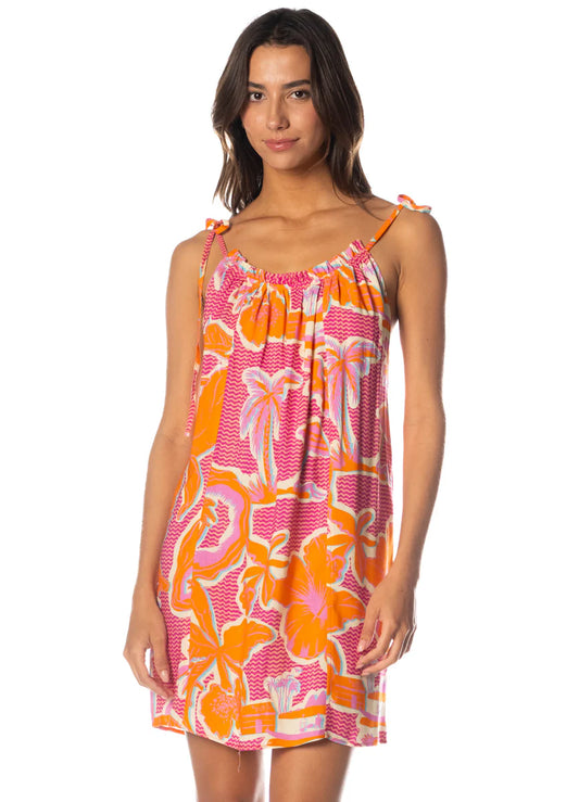 Magnolia V Short Dress/Cover Up - Flamingo Glow