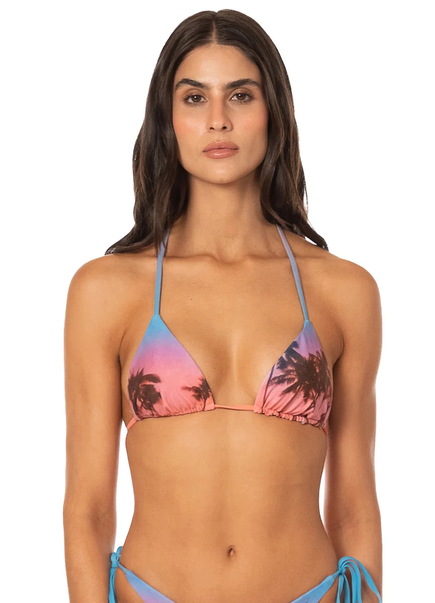 Peach Drift Balmy Sliding Triangle Bikini Top - Reversible
