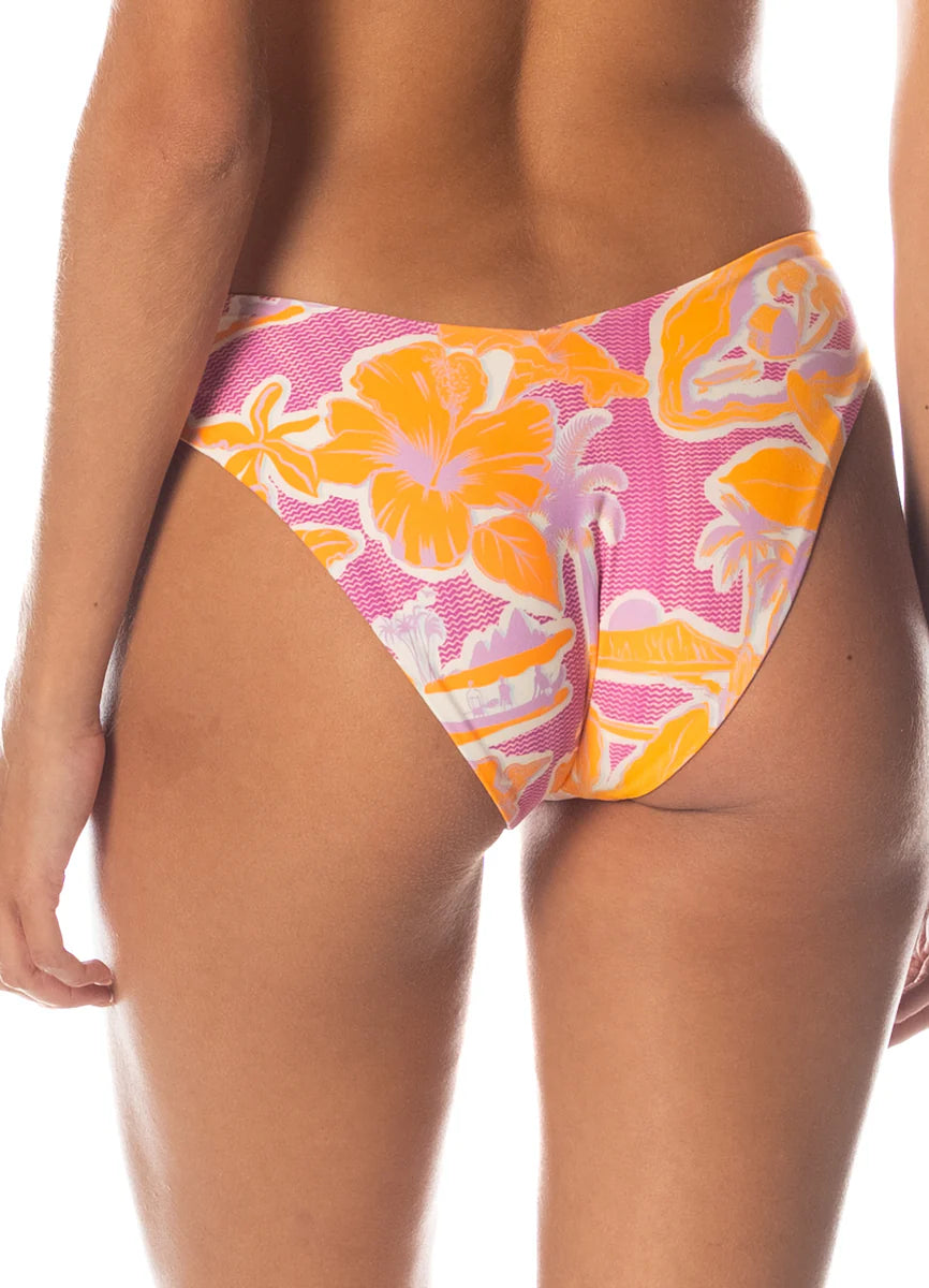 Valery Regular Rise Double V Bikini Bottom Reversible - Flamingo Glow