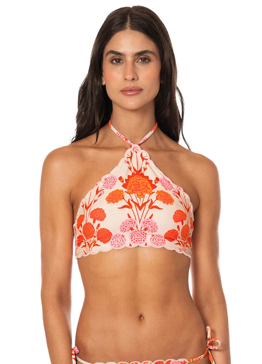 Petal Spell Petal Halter Crop Top Bikini Top