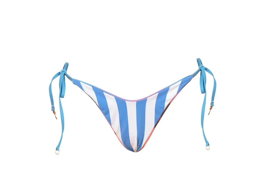 Peach Drift Sunshine Regular Rise Tie Side Bikini Bottom - Reversible