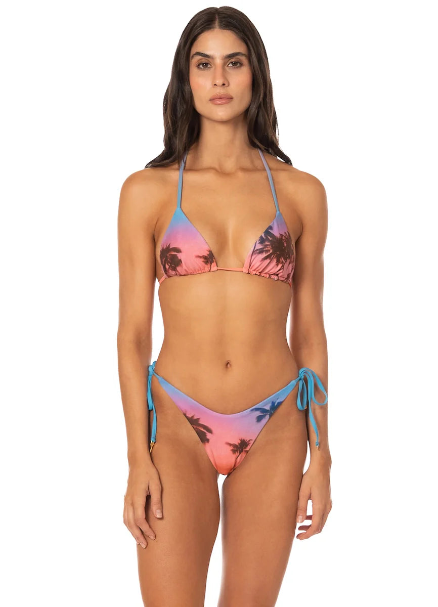 Peach Drift Sunshine Regular Rise Tie Side Bikini Bottom - Reversible