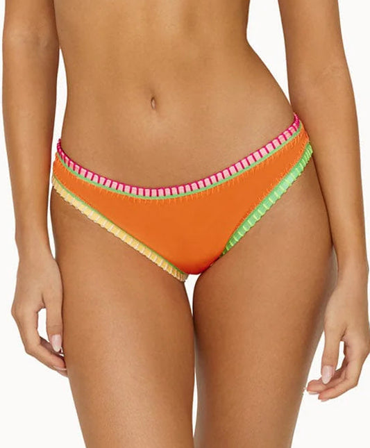 Platinum Crochet Trim Scoop Bottom - Mango Tango