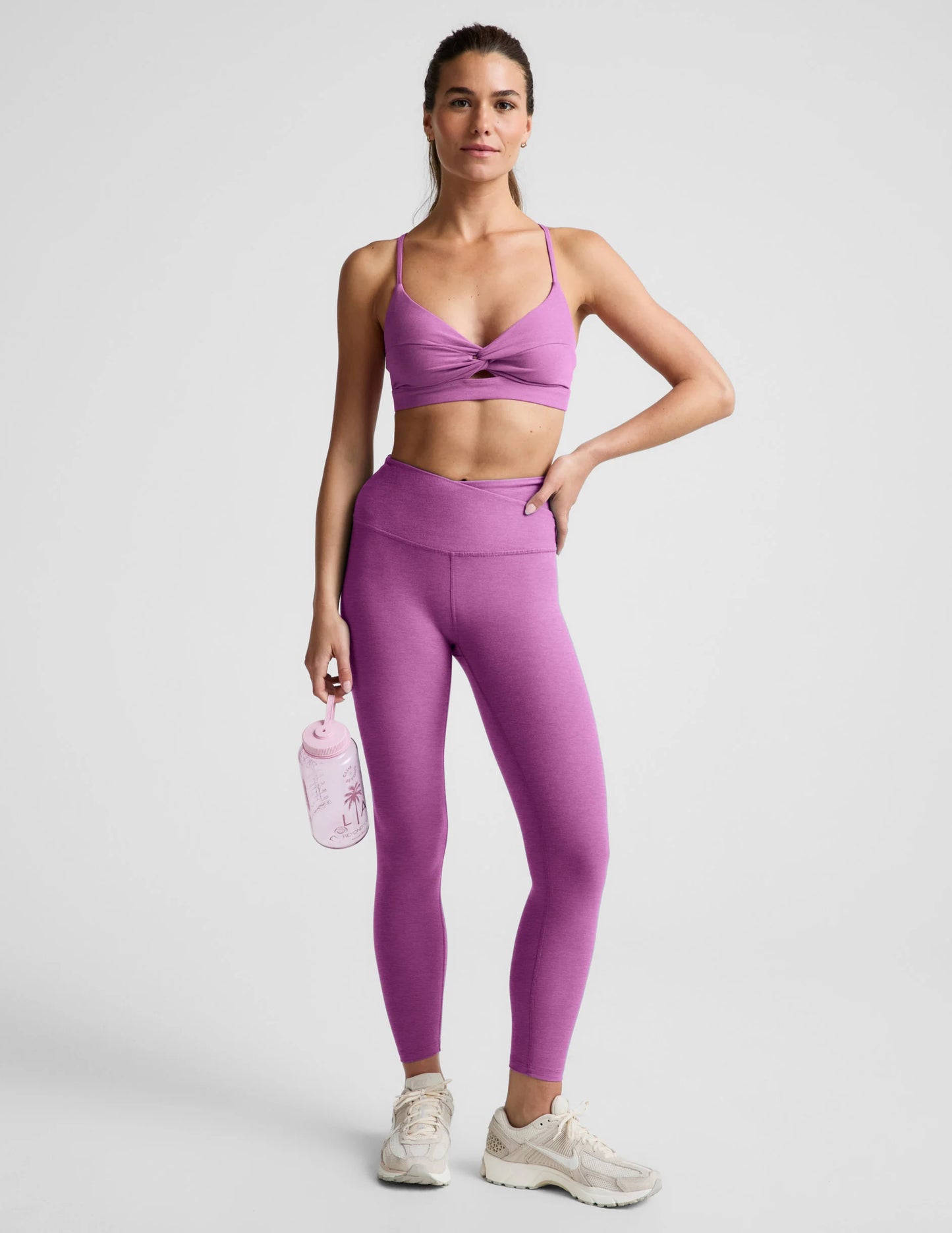 Spacedye Caught In The Midi High Waisted Legging - Fun Fuchsia Heather