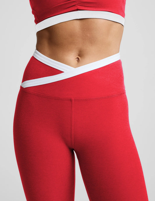 Spacedye Outlines High Waisted Midi Legging - Chili Red Heather