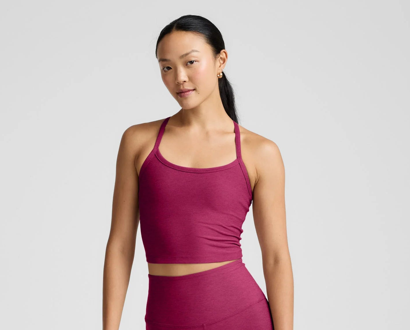 Spacedye™ Slim Racerback Cropped Tank - Sangria Heather