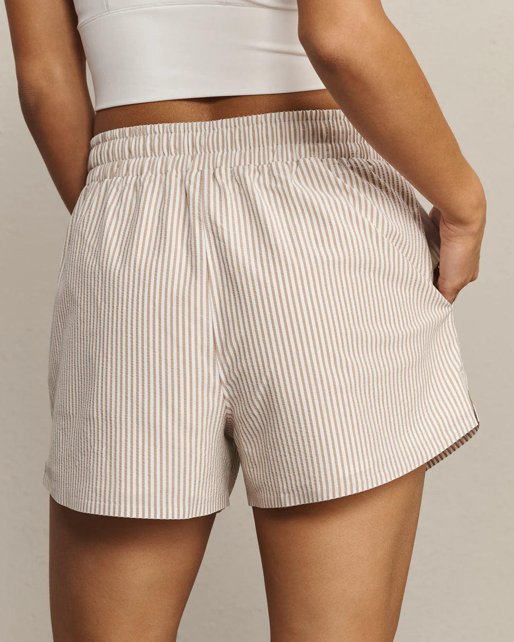Saltair Short Lined- Taupe Stripe