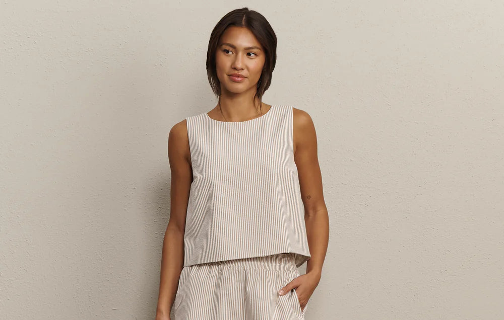 Saltair Tank - Taupe Stripe