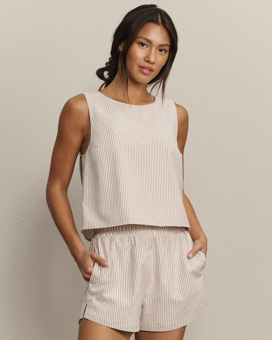 Saltair Tank - Taupe Stripe