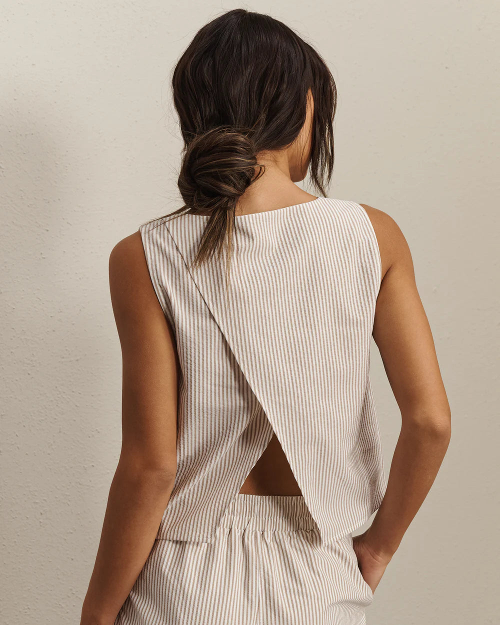 Saltair Tank - Taupe Stripe