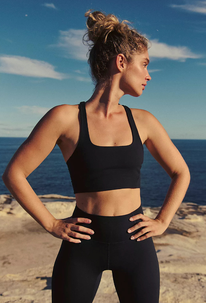 Never Better Square Neck Sports Bra- Black XS-L