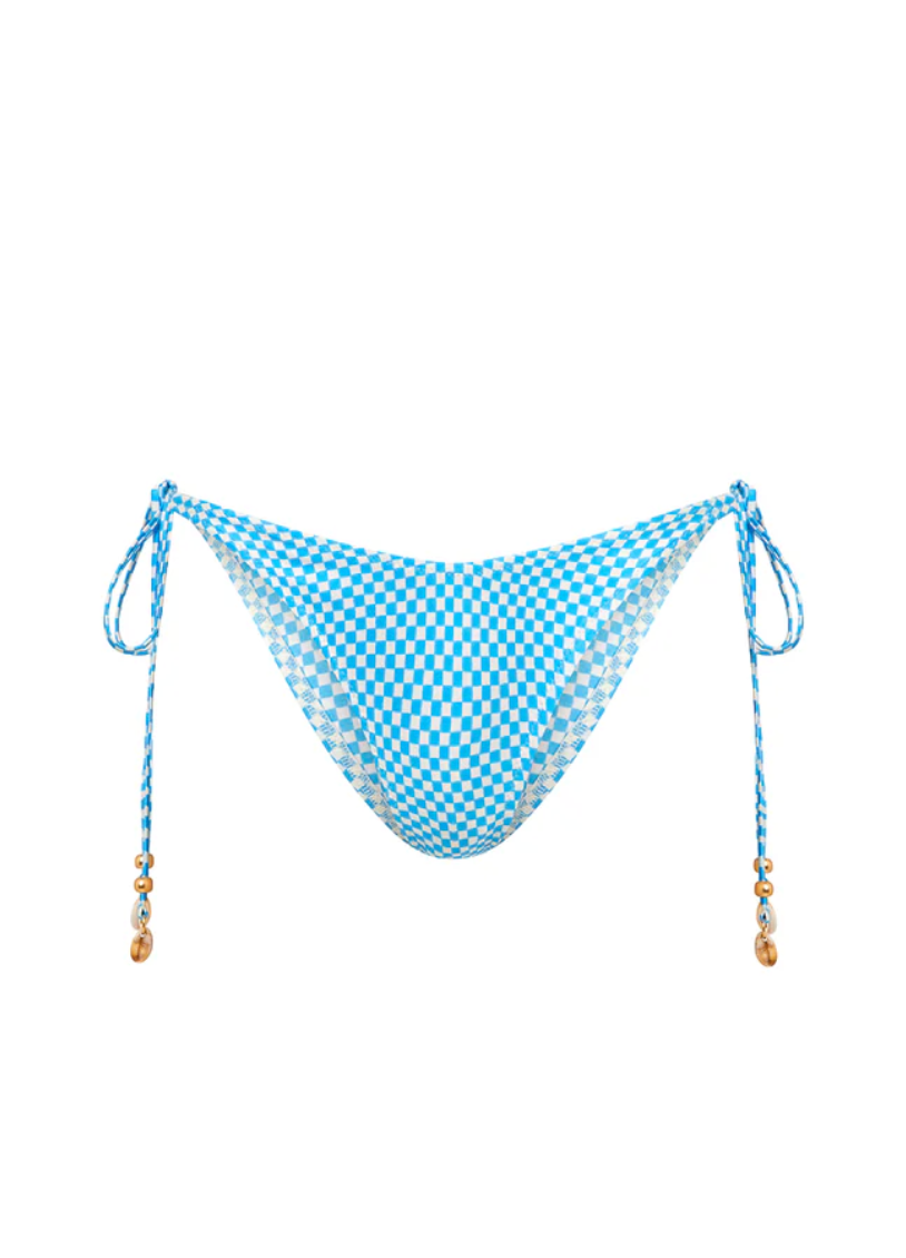 Dipped Cheeky Tie Bikini Bottom - Checkmate XS-XL