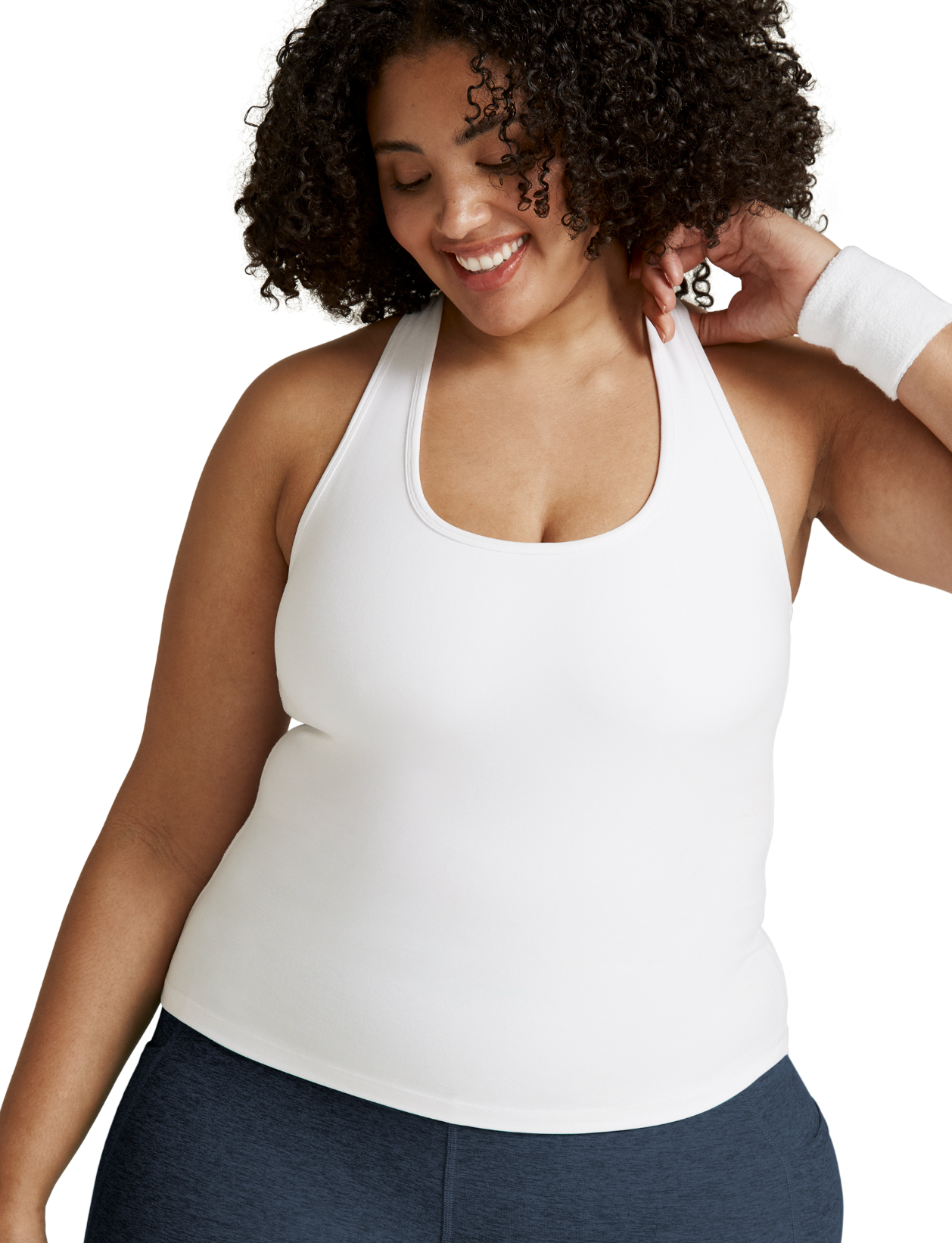Spacedye Step Up Racerback Tank - Cloud White 1X-4X