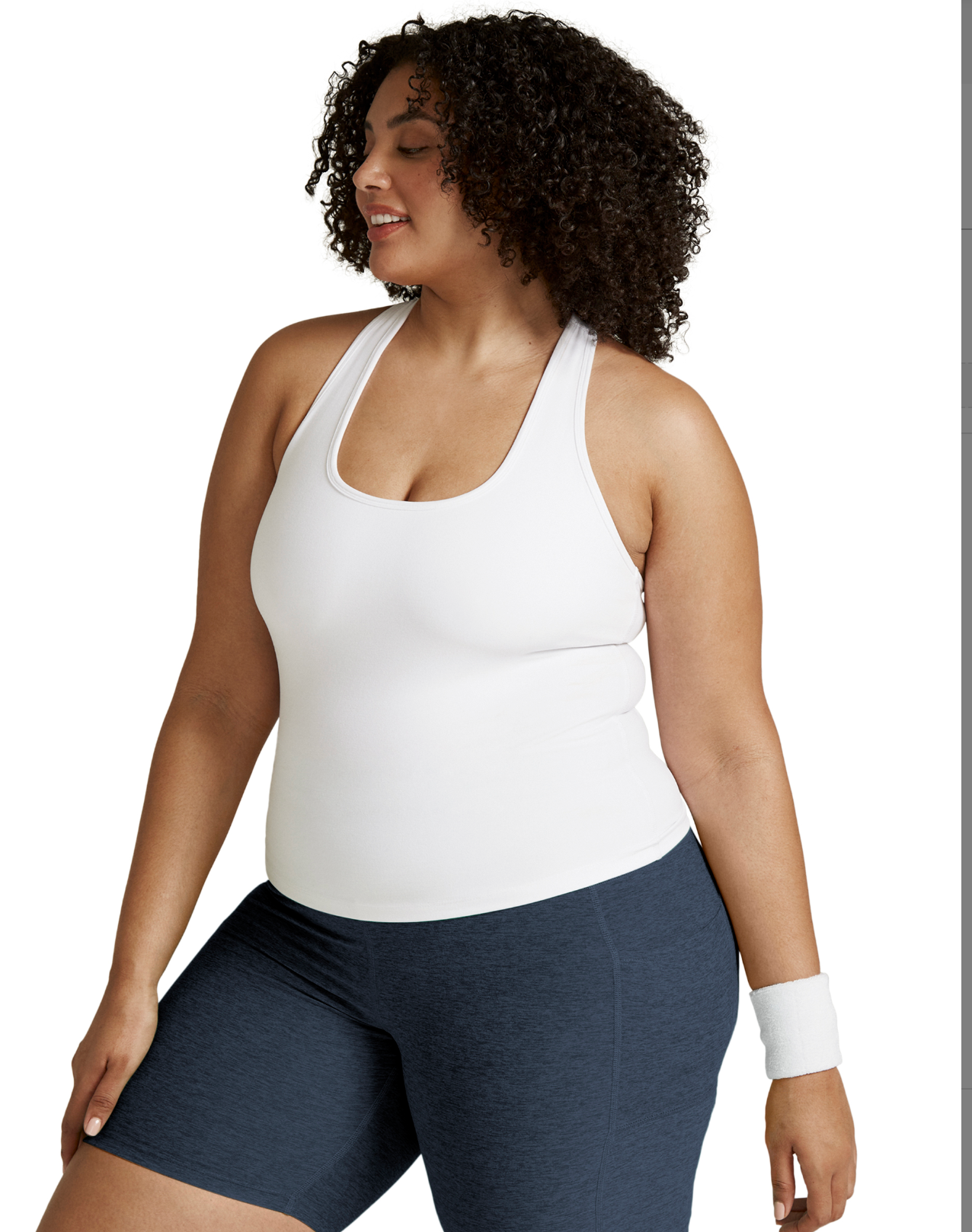 Spacedye Step Up Racerback Tank - Cloud White 1X-4X