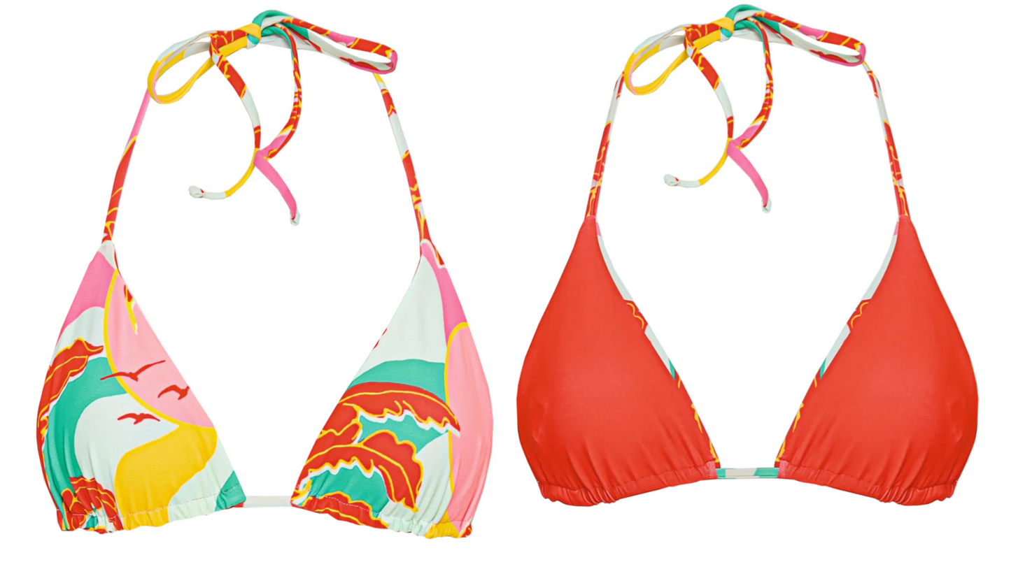 Tropical Breeze Balmy Sliding Triangle Bikini Top (Reversible) XS-XL