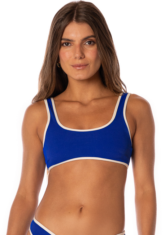 Cobalt Blue Jilly Sporty Bralette Bikini Top (Reversible) XS-XL