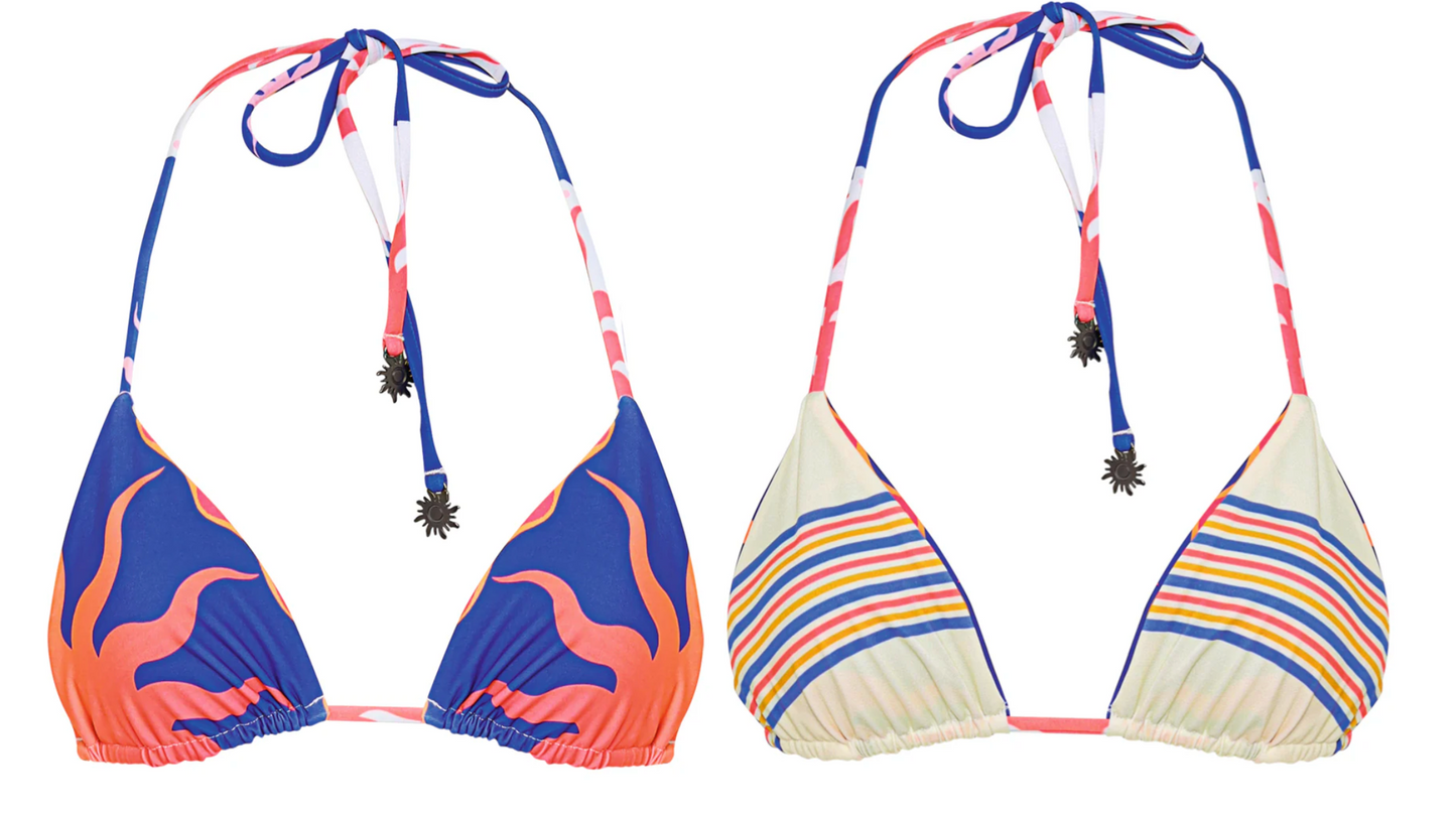 Sunlit Bloom Balmy Sliding Triangle Bikini Top (Reversible) S-L