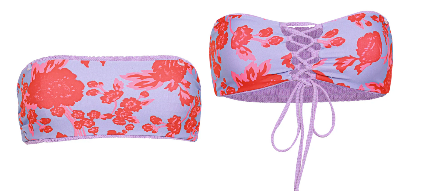 Purple Lavender Artemis Strapless Bandeau Bikini Top (Reversible) XS-L