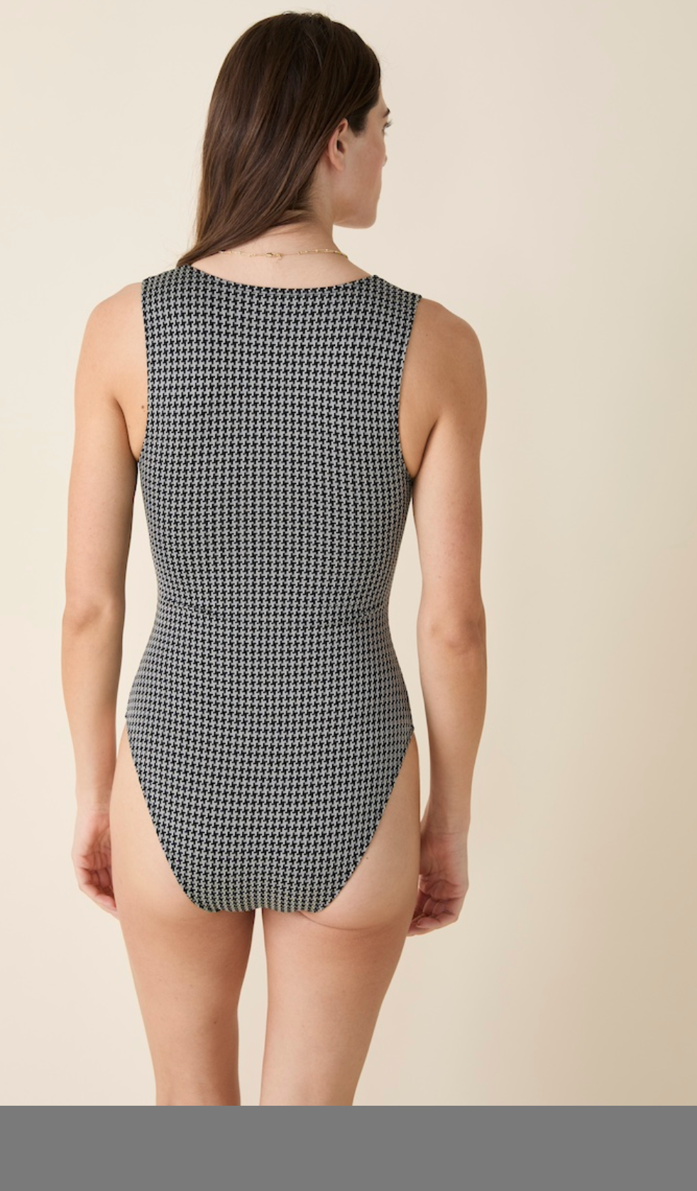 The Malibu One Piece- Black Houndstooth S-3X