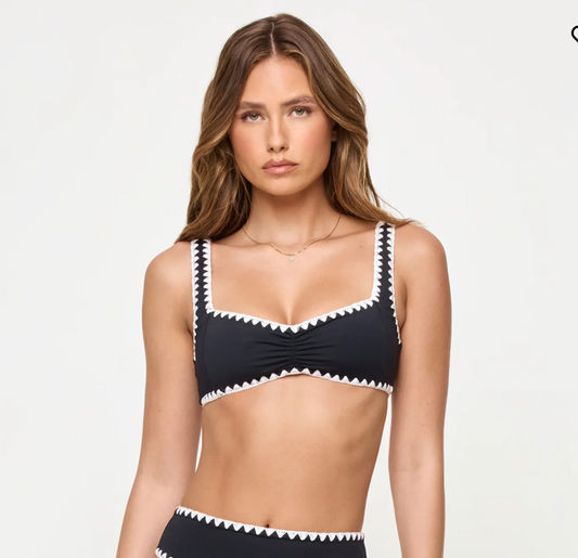 Effie Bikini Top - Black-Cream XS-XL