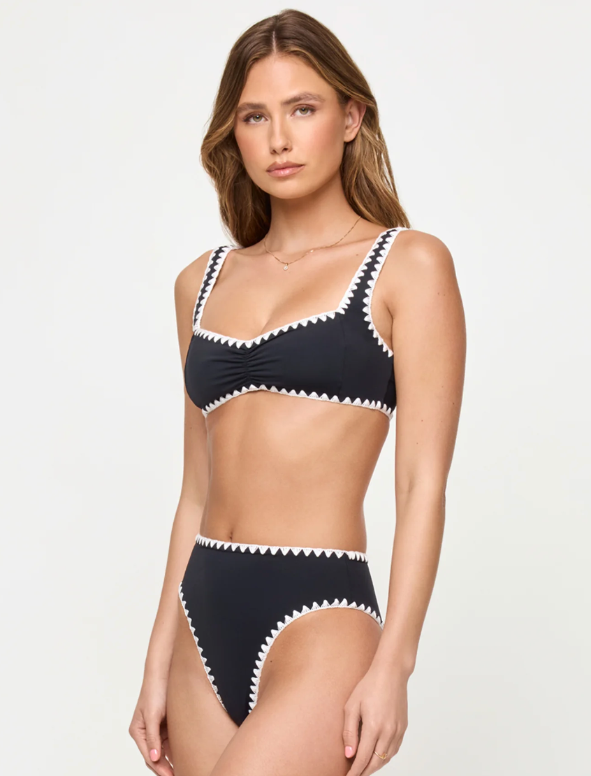 Effie Bikini Top - Black-Cream XS-XL