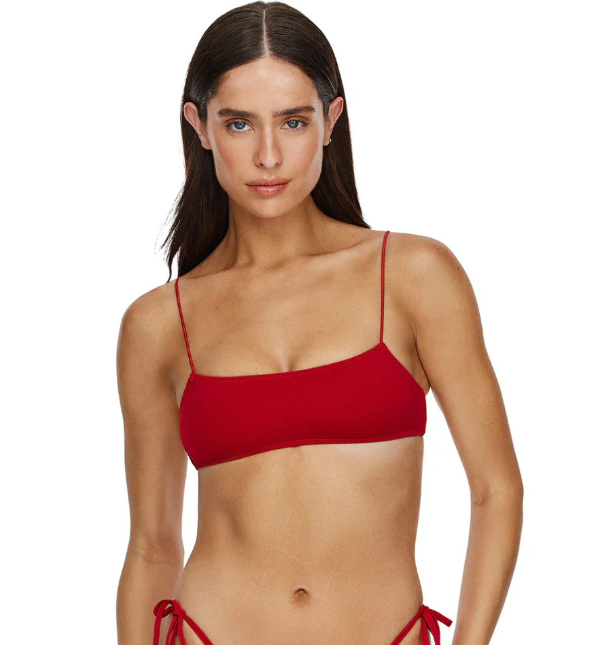 Beach Time Scoop Neck Bikini Top-Red XS-L