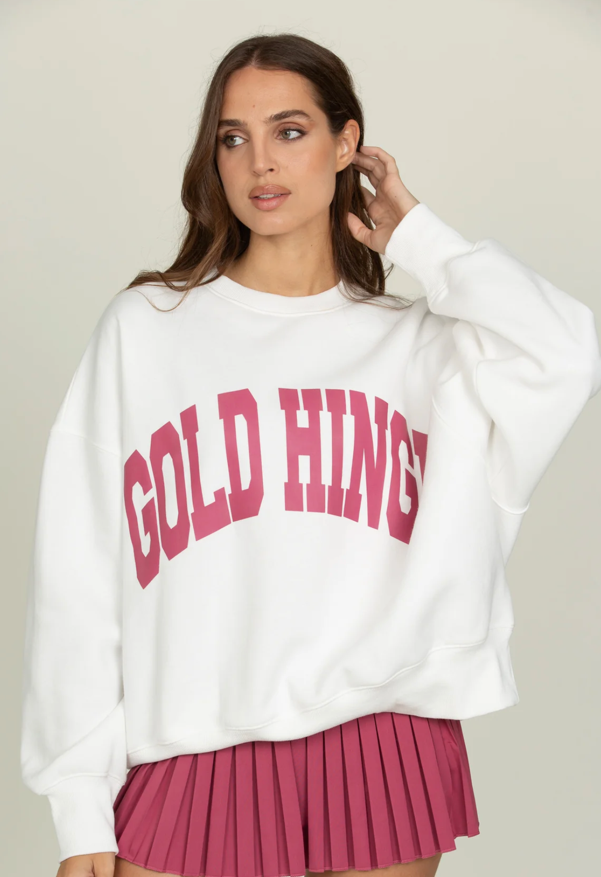 Wide Arm Sweatshirt - White Raspberry XS-XXL