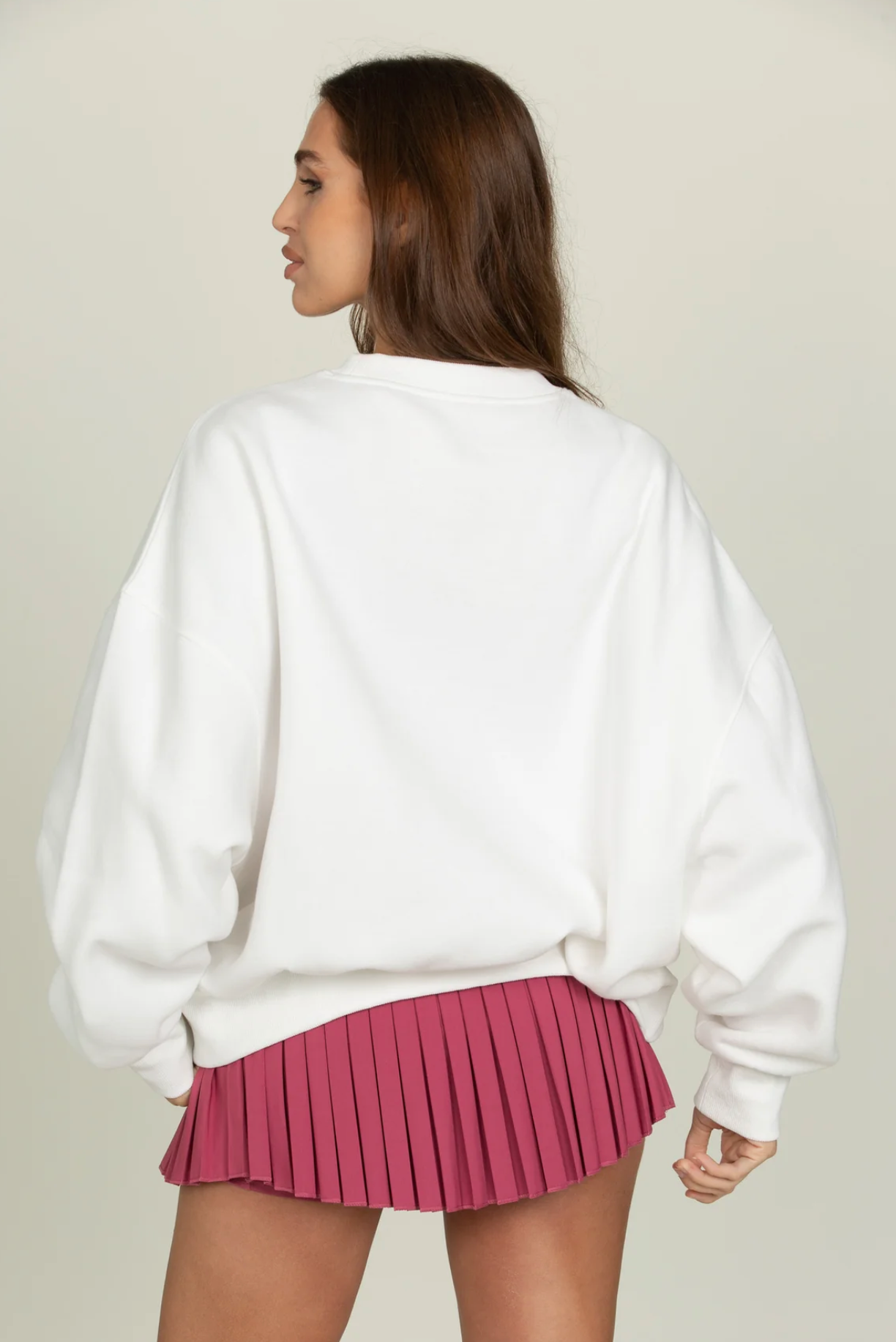 Wide Arm Sweatshirt - White Raspberry XS-XXL
