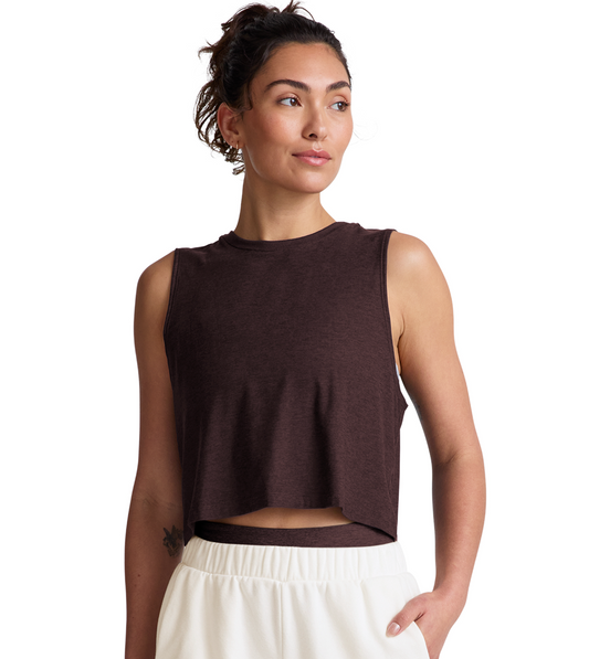 Featherweight Minimal Cropped Tank - Dark Chocolate Heather 2 LEFT L & XL