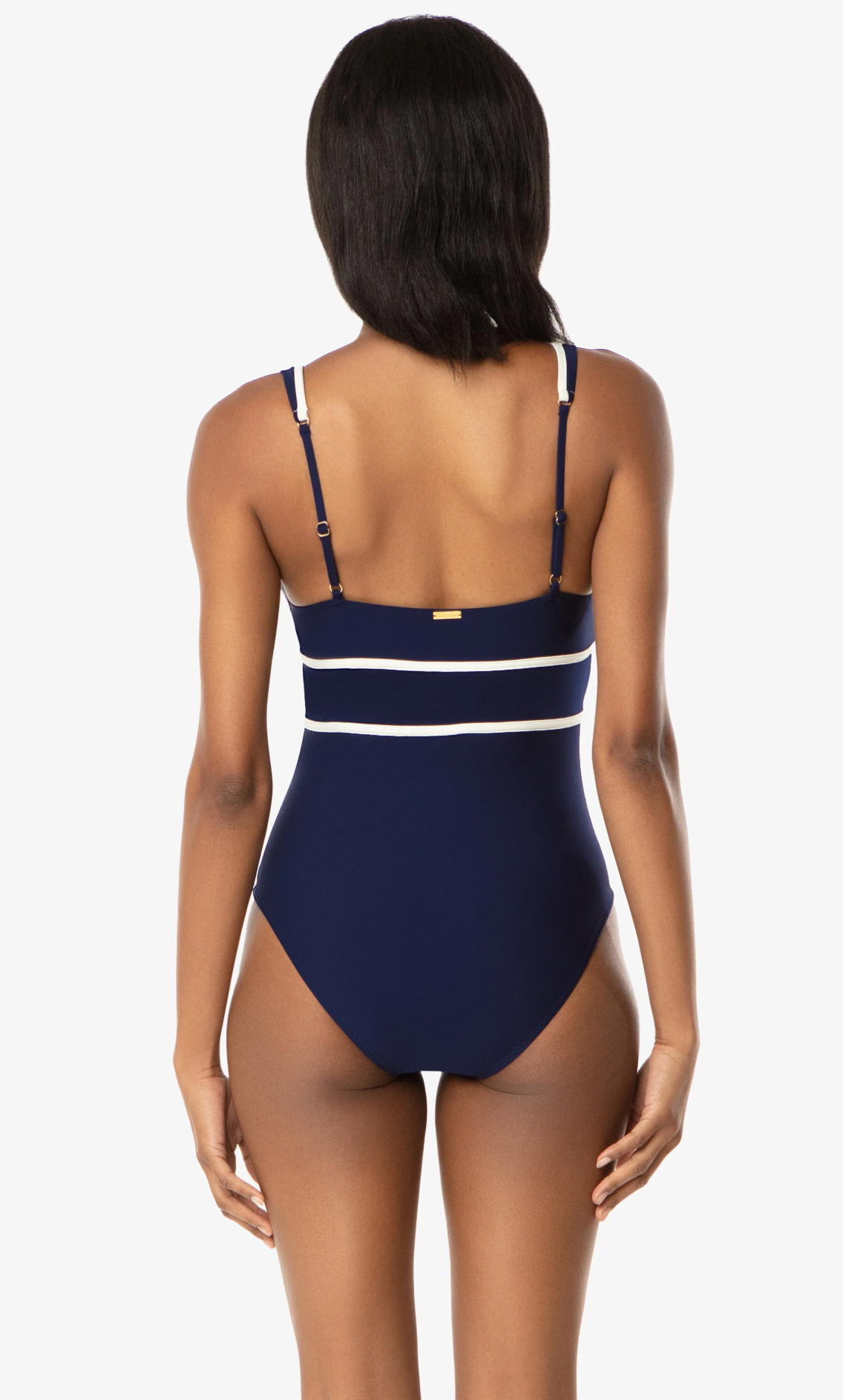 Plunge Front Tie One-Piece - Navy Ivory S-XL