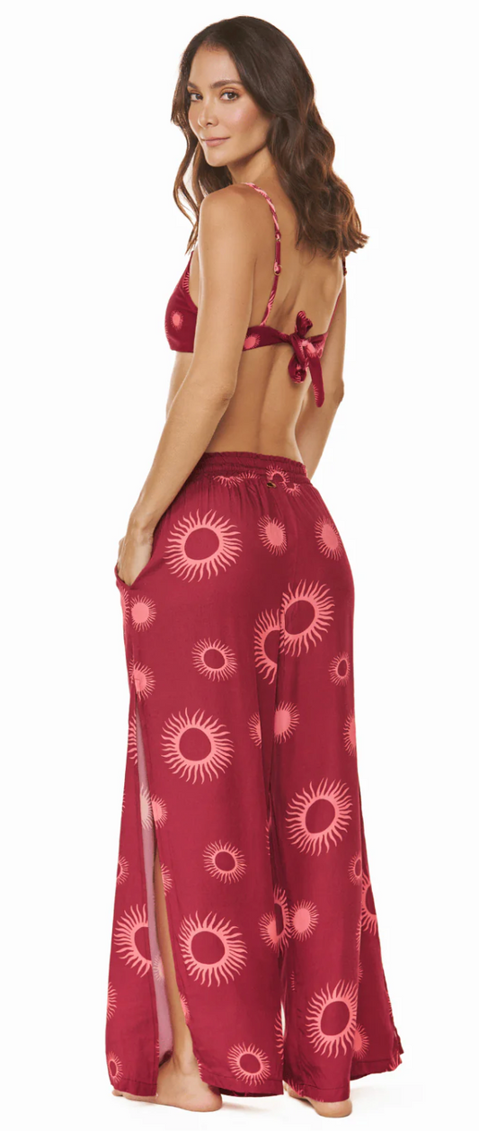 Mahahual Wide-Leg Beach Pants - Burgundy S-L