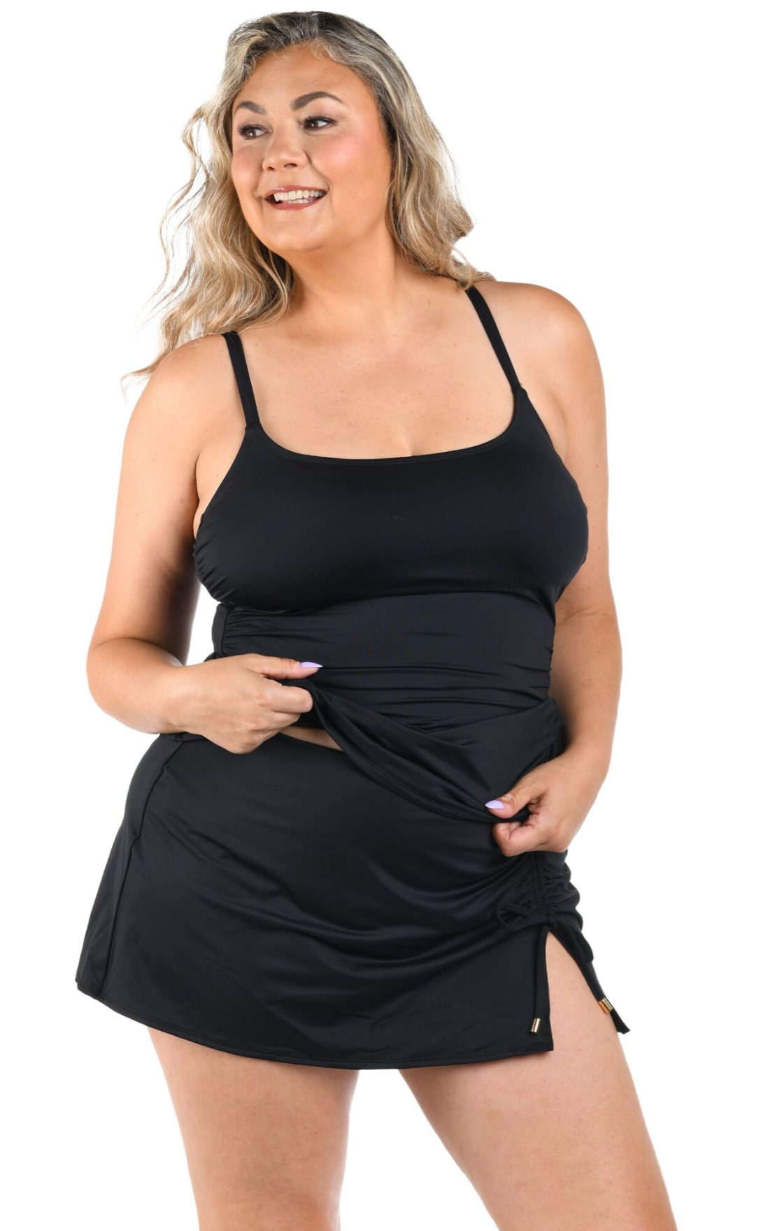 Island Goddess Adjustable Tunnel Skirted Bottom - Black 16W-22W