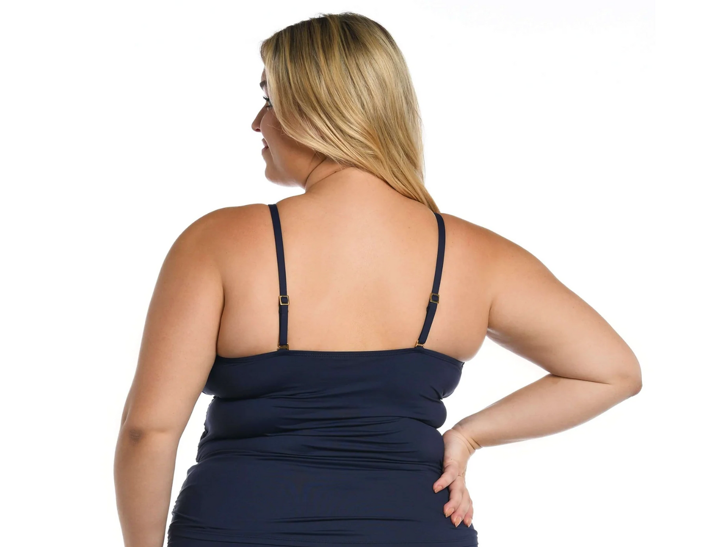 Island Goddess High Neck Keyhole Tankini Top - Indigo 16W-22W