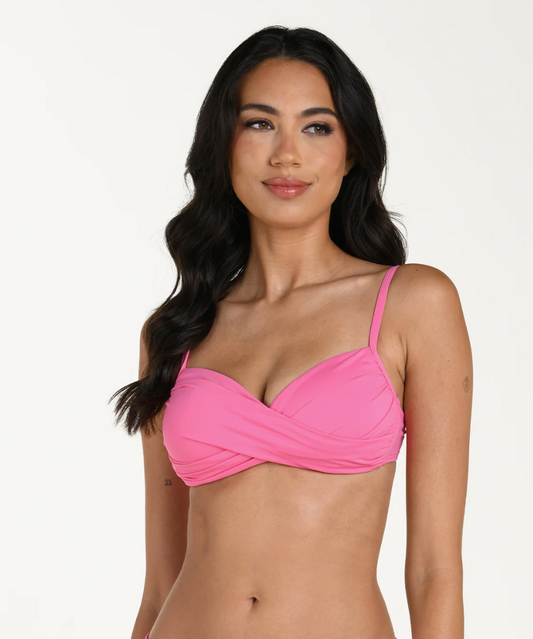 Island Goddess Over The Shoulder Wrap Top - Rose Pink 2-16