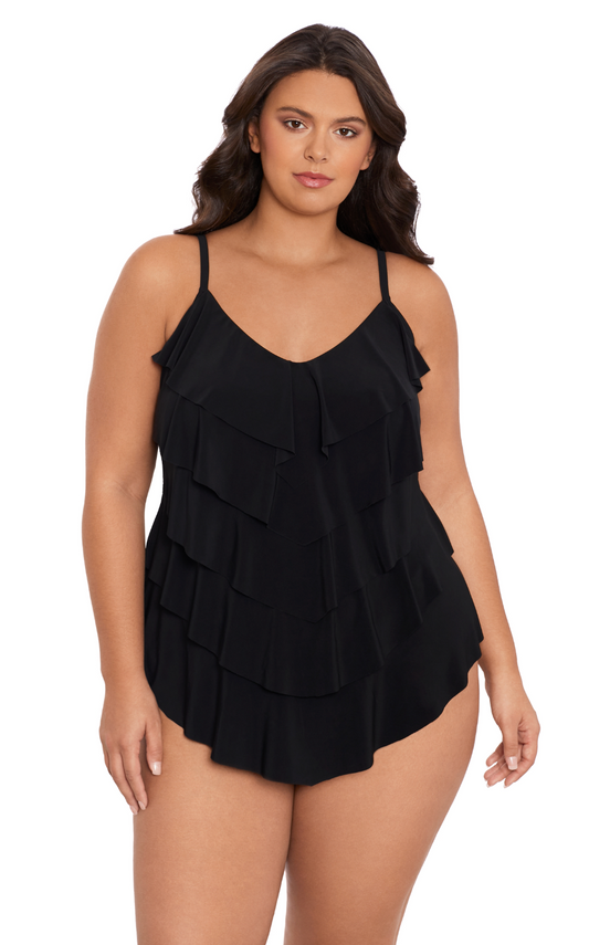 Rachel Tankini Top - Black 16W-24W