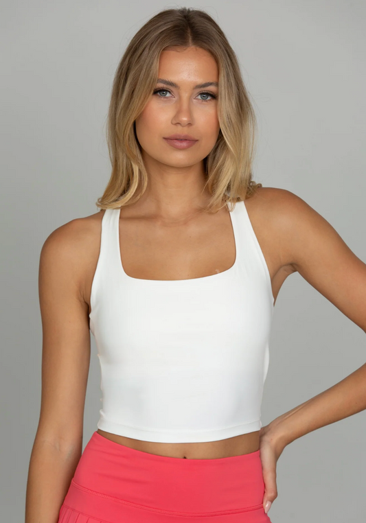 Criss Cross Back Yoga Tank- White XS-XXL