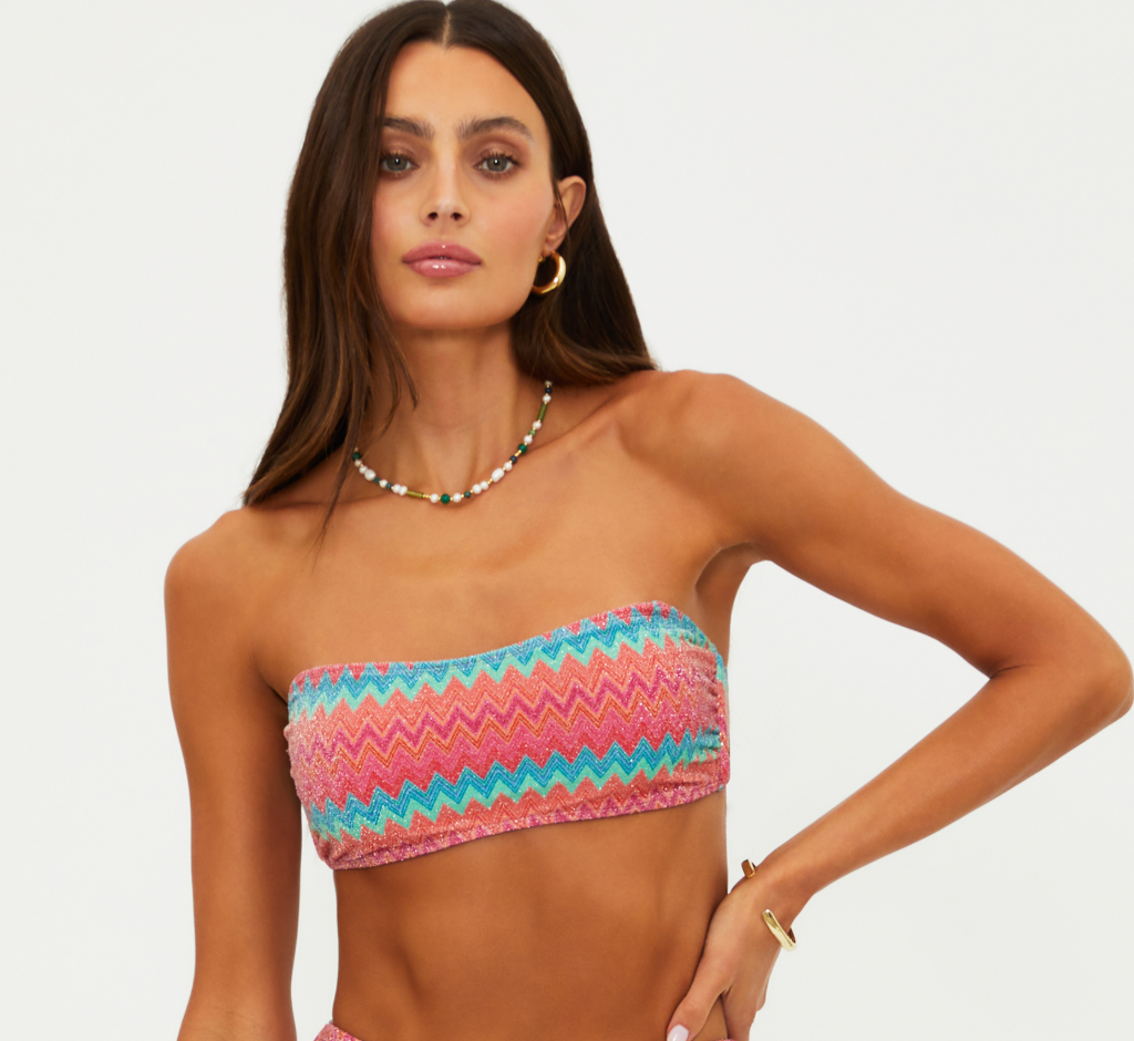 Kelsey Bikini Top - Strawberry Ice Chevron Shine