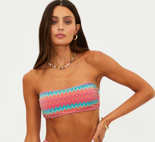 Kelsey Bikini Top - Strawberry Ice Chevron Shine