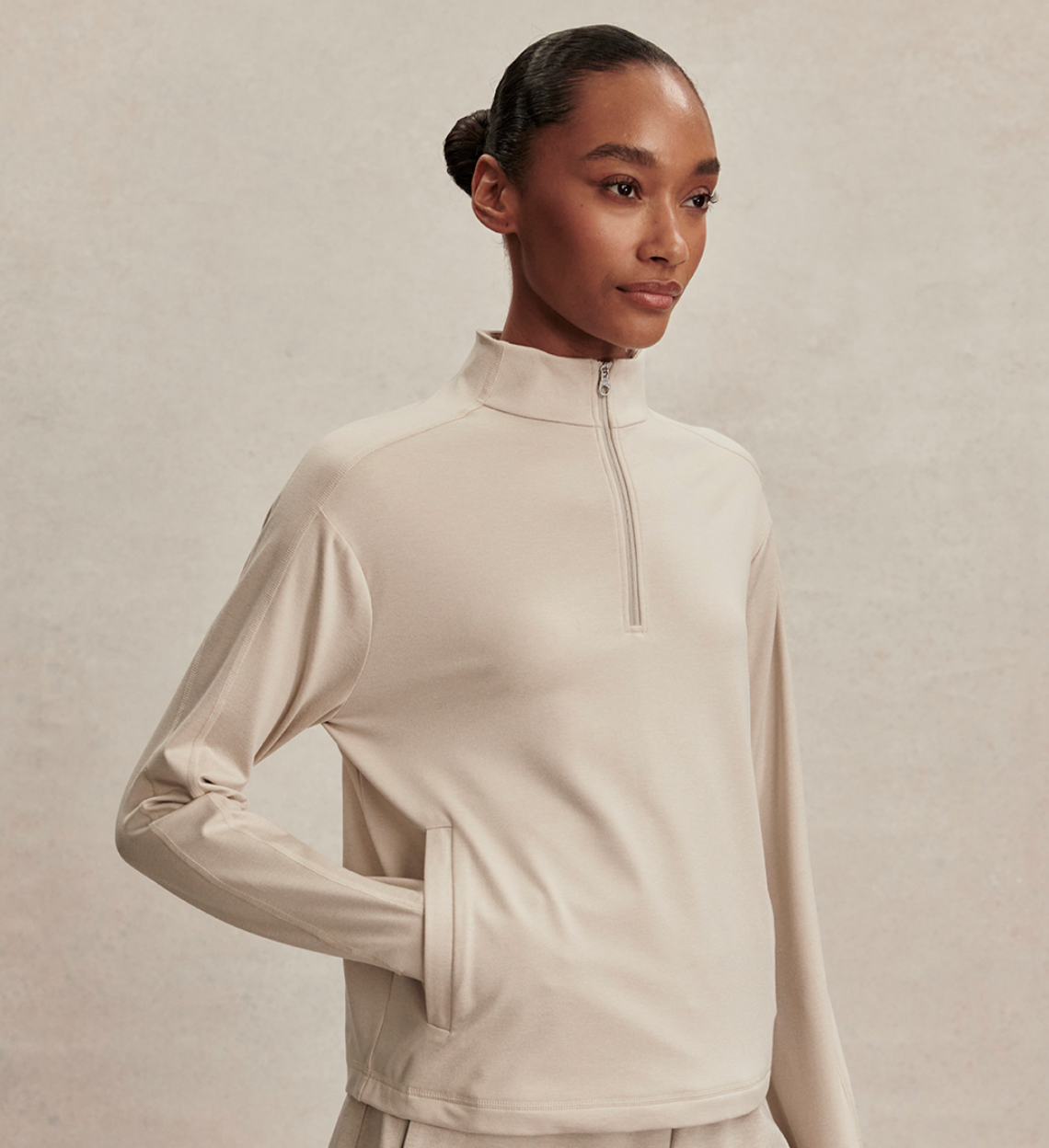 Lamia Half Zip Sweat -  Pebble Marl