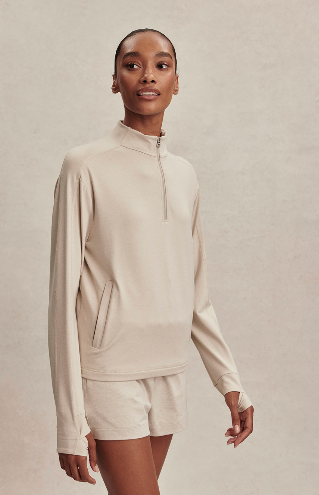 Lamia Half Zip Sweat -  Pebble Marl
