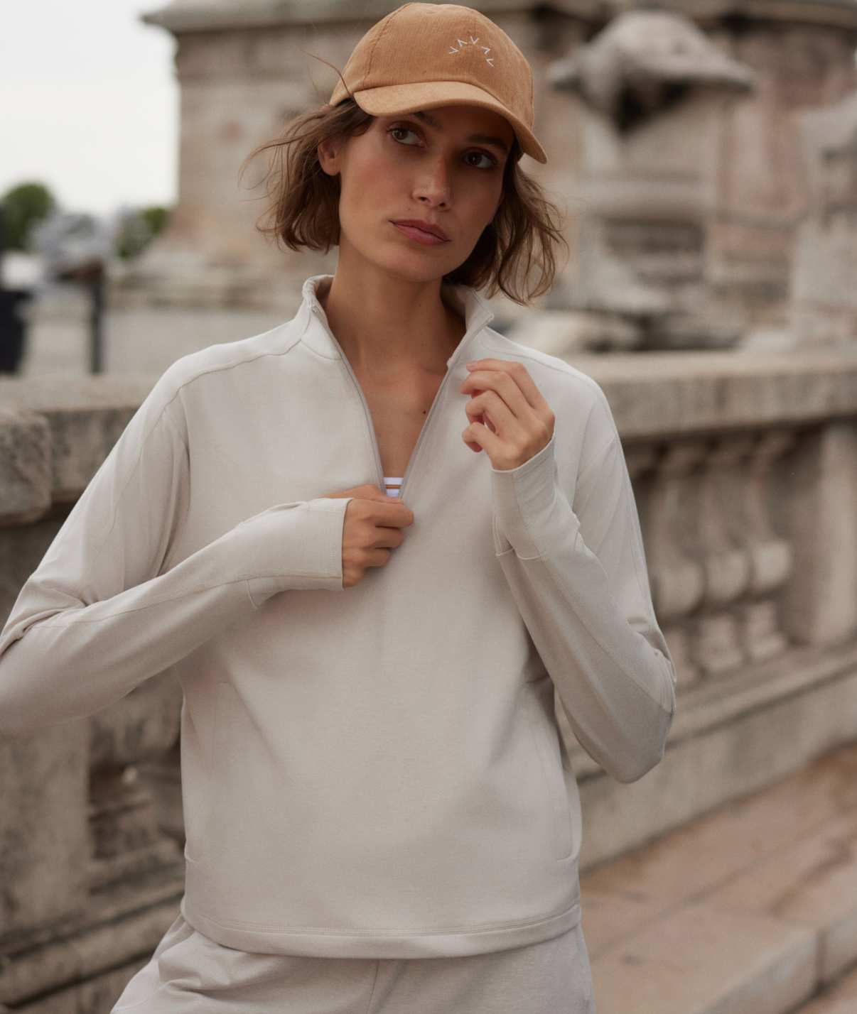 Lamia Half Zip Sweat -  Pebble Marl
