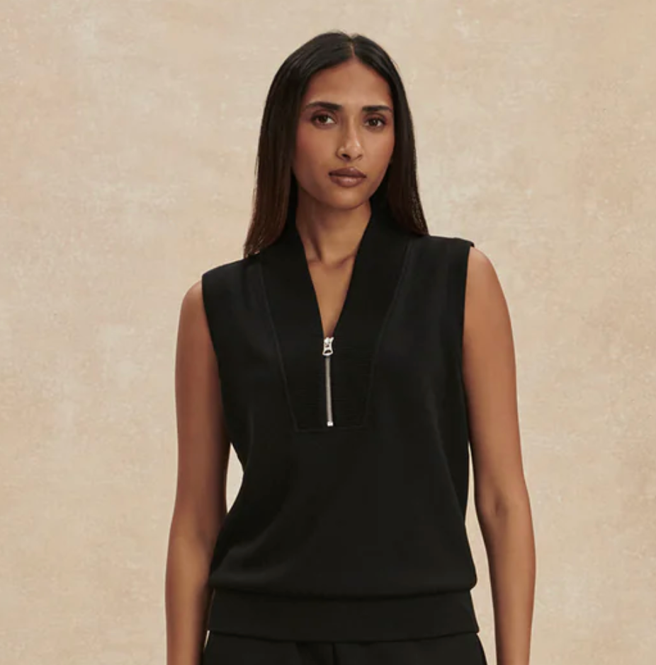 Beau Sleeveless Half-Zip - Black
