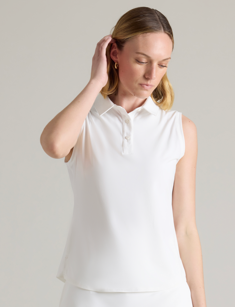 Course to Court Sleeveless Polo - White
